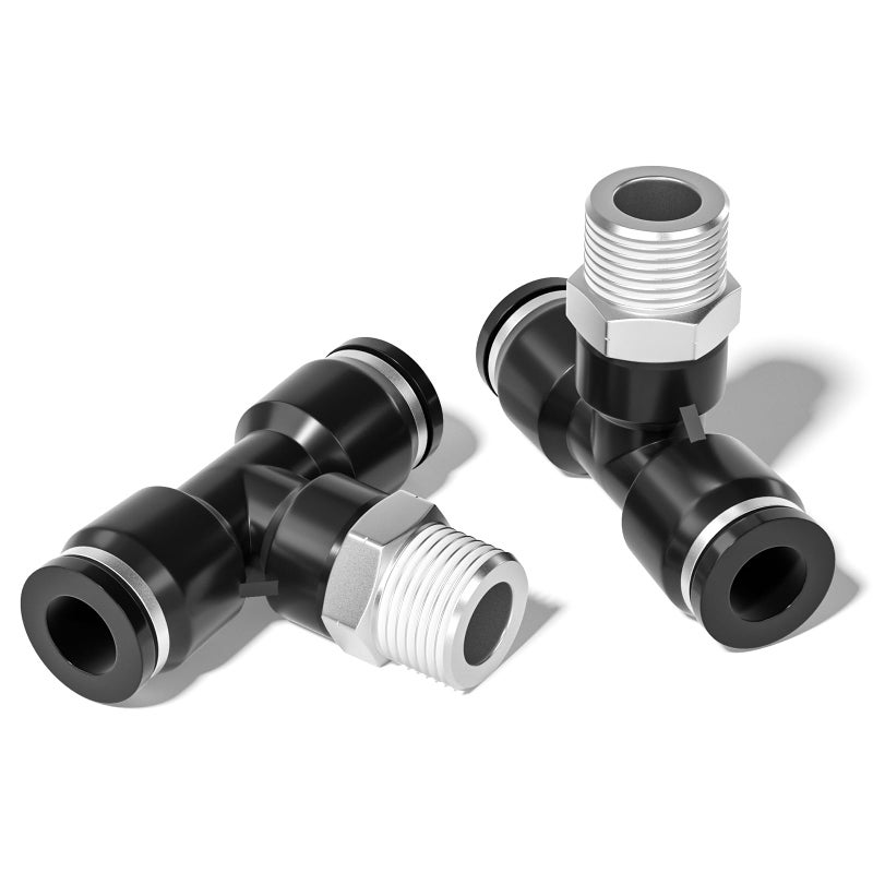 TAILONZ PNEUMATIC Male Branch Tee 3/8 Inch Tube OD x 3/8 Inch NPT Thread Push to Connect Fittings PT-3/8-N3 (Pack of 10)