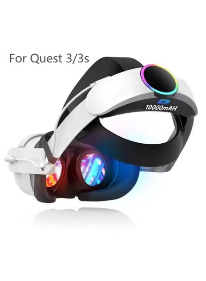 Head Strap with Battery Compatible with Meta/Quest 3/Quest 3S, 10000mAh Fast Charging Battery Pack Extend 8H Playtime, RGB Light Adjustable Elite Strap Enhanced Support & Balance in VR - Image 1