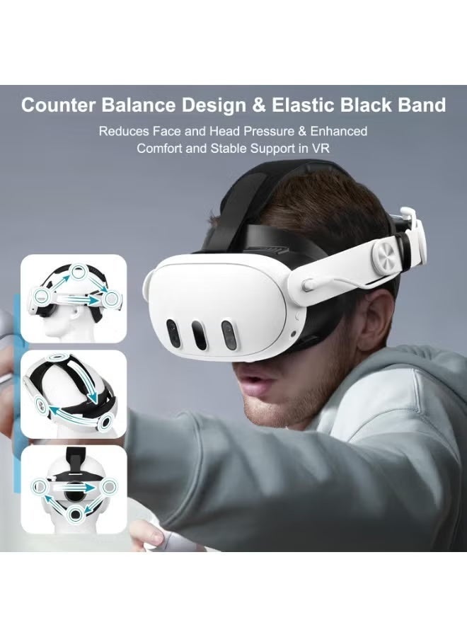 Head Strap with Battery Compatible with Meta/Quest 3/Quest 3S, 10000mAh Fast Charging Battery Pack Extend 8H Playtime, RGB Light Adjustable Elite Strap Enhanced Support & Balance in VR - Image 3