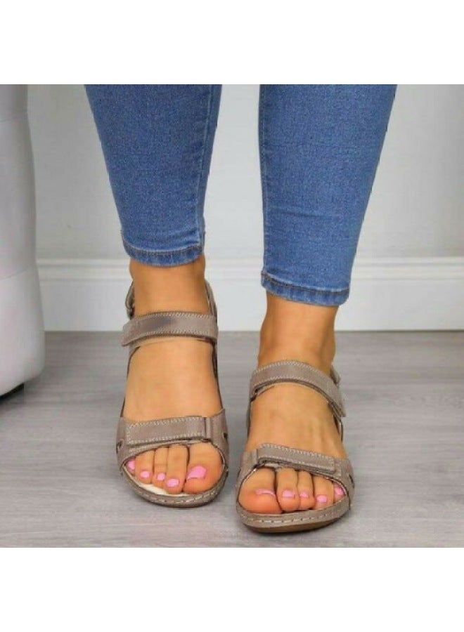 Song Feng Ya New Spot Special For 43 Size Thick-soled Wedge Women's Shoes Velcro Buckle Sandals Women  - Image 1