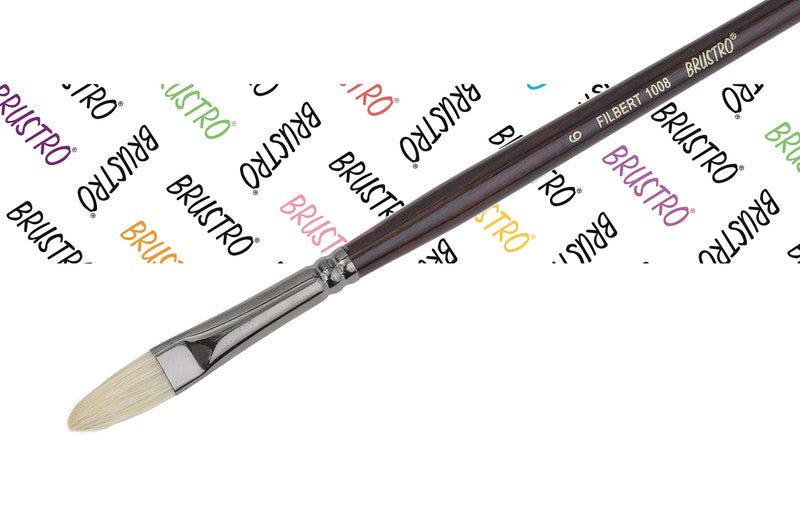 Brustro Artists Bristlewhite Filbert Brush Series 1008 - Brush No. 6, Chungking Hog Bristle | Ideal for Oil, Acrylic Painting on Paper, Canvas, Fine Art Students and Professionals - Image 4