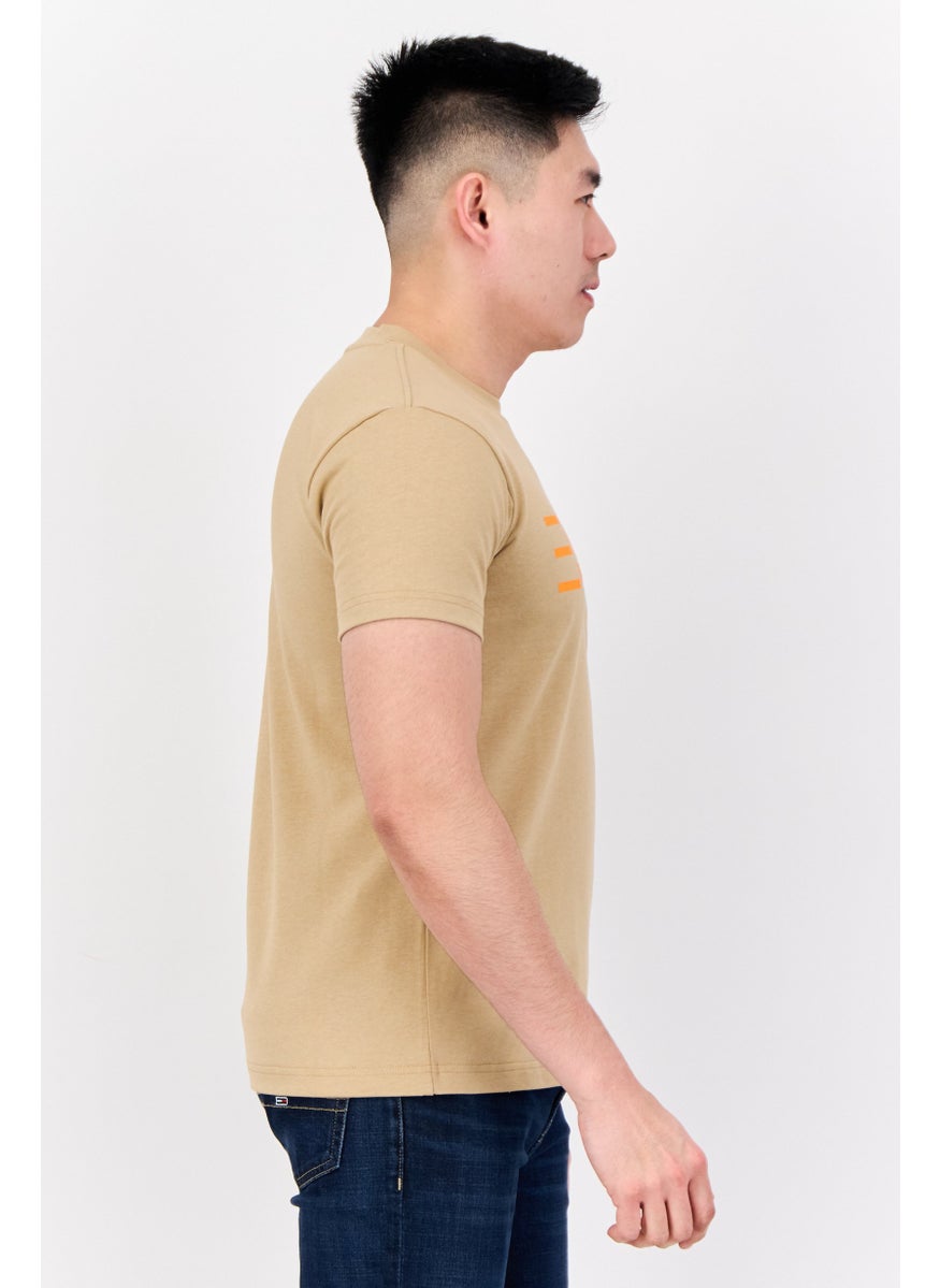 ESPRIT - Men Crew Neck Short Sleeves Brand Logo T-Shirt, Tan - Image 1