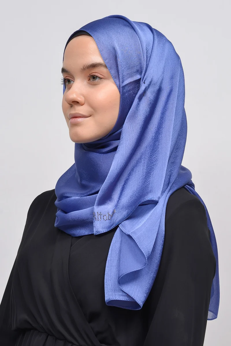 التوبة Janjan Shiny Satin Textured Hijab Evening Dress Chiffon Shawl-Jeans