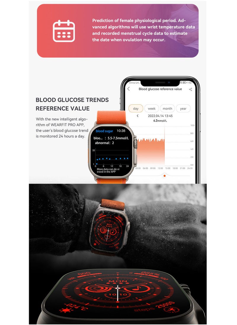 AROAQ - Smartwatch Ultra Bluetooth Full Touchscreen HW68 Wireless Charging 200 mAh Waterproof Smart Watch - Image 1