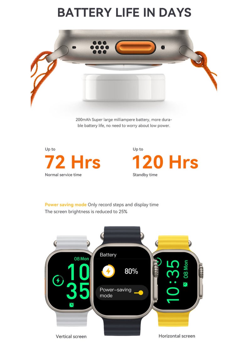 AROAQ - Smartwatch Ultra Bluetooth Full Touchscreen HW68 Wireless Charging 200 mAh Waterproof Smart Watch - Image 1
