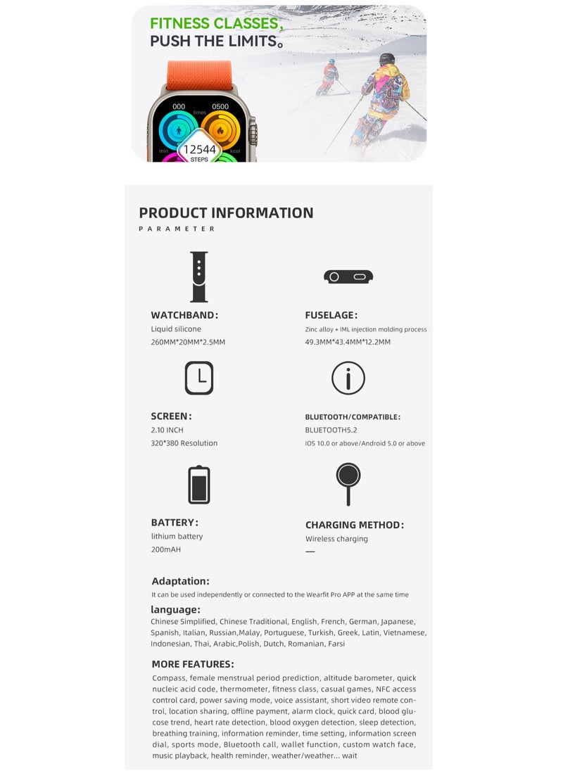 AROAQ - Smartwatch Ultra Bluetooth Full Touchscreen HW68 Wireless Charging 200 mAh Waterproof Smart Watch - Image 1