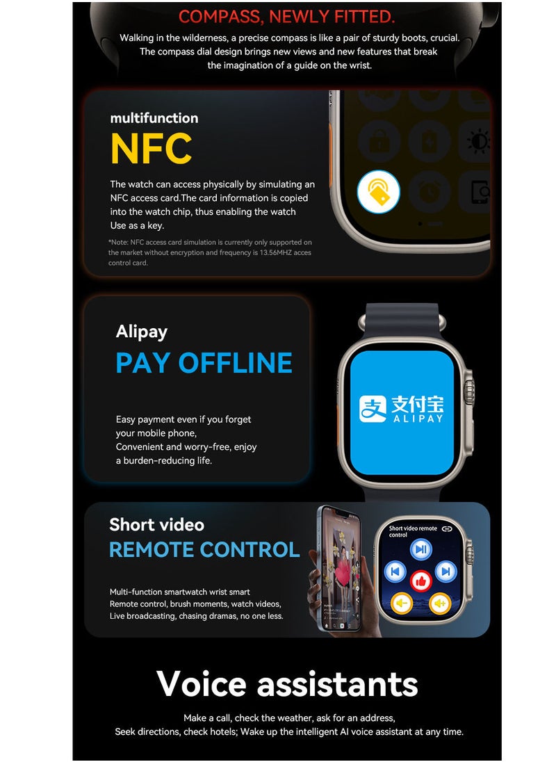 AROAQ - Smartwatch Ultra Bluetooth Full Touchscreen HW68 Wireless Charging 200 mAh Waterproof Smart Watch - Image 1
