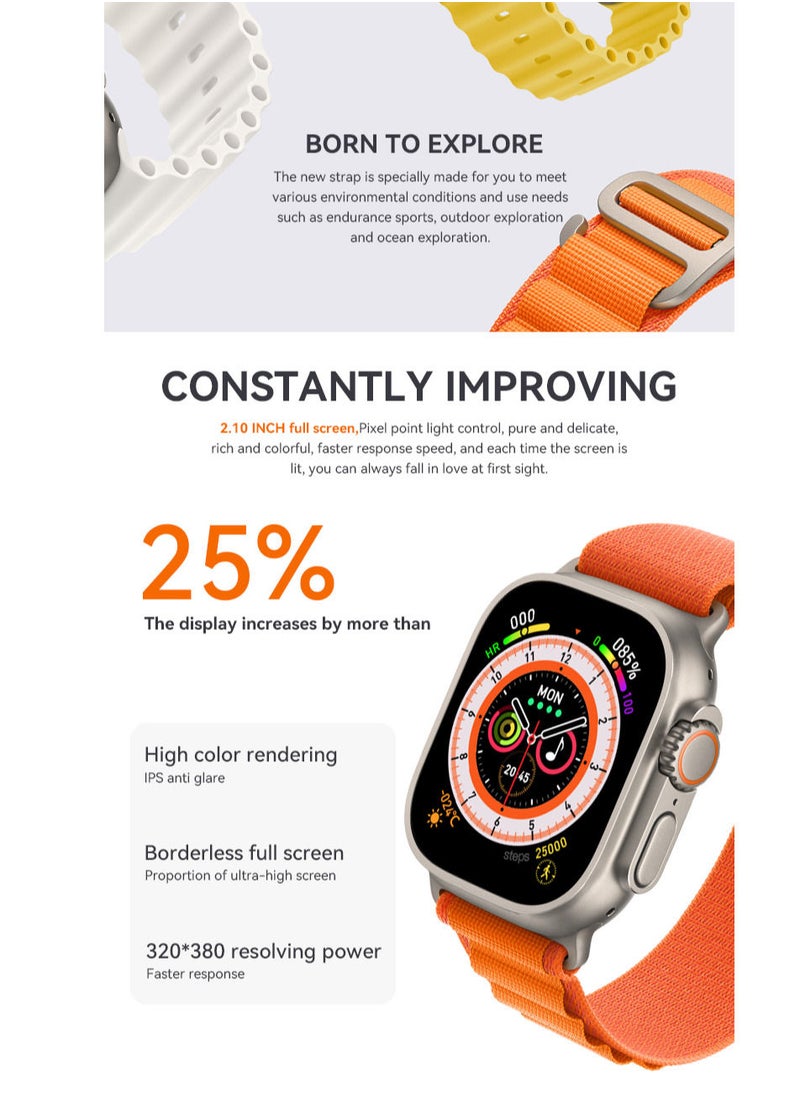 AROAQ - Smartwatch Ultra Bluetooth Full Touchscreen HW68 Wireless Charging 200 mAh Waterproof Smart Watch - Image 1