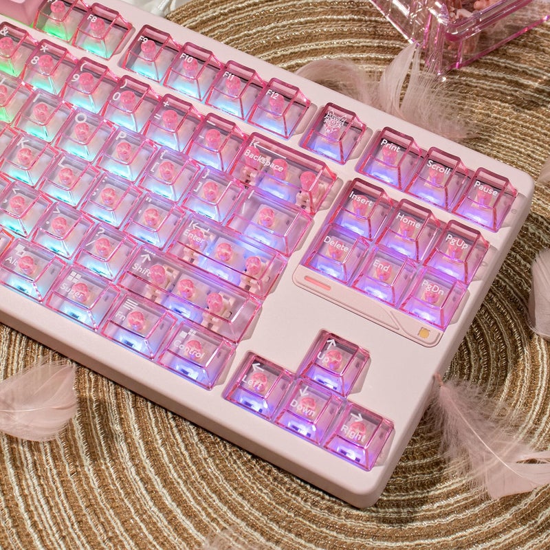 mintcaps Crystal Clear Keyboard Keycaps Transparent PC Cherry Profile Pink Keycap Set 114 Keys Shine Through Key Cap for Cherry Gateron Mx Switches Mechanical Keyboard - Image 3