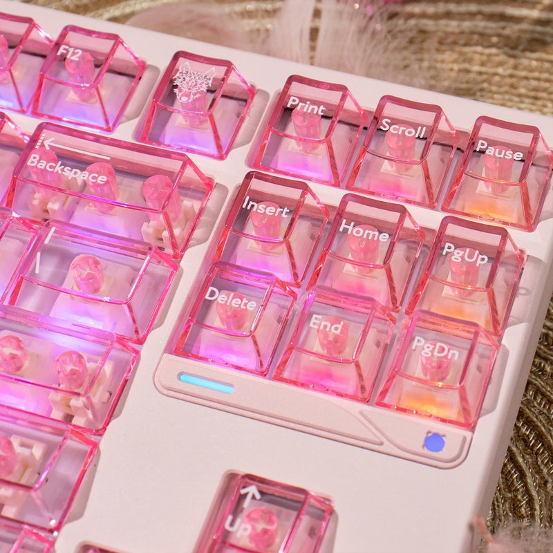mintcaps Crystal Clear Keyboard Keycaps Transparent PC Cherry Profile Pink Keycap Set 114 Keys Shine Through Key Cap for Cherry Gateron Mx Switches Mechanical Keyboard - Image 1