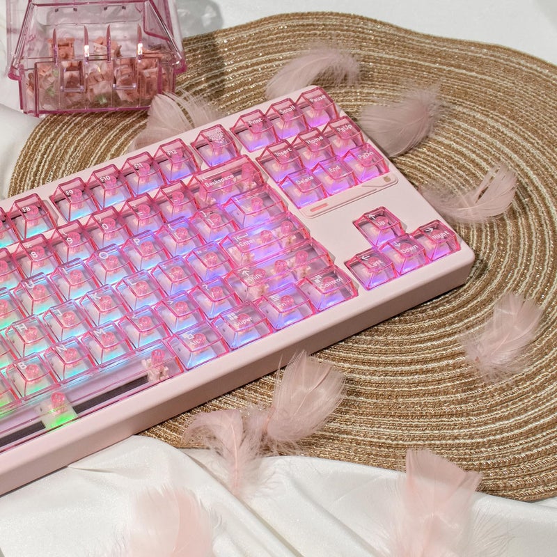 mintcaps Crystal Clear Keyboard Keycaps Transparent PC Cherry Profile Pink Keycap Set 114 Keys Shine Through Key Cap for Cherry Gateron Mx Switches Mechanical Keyboard - Image 2