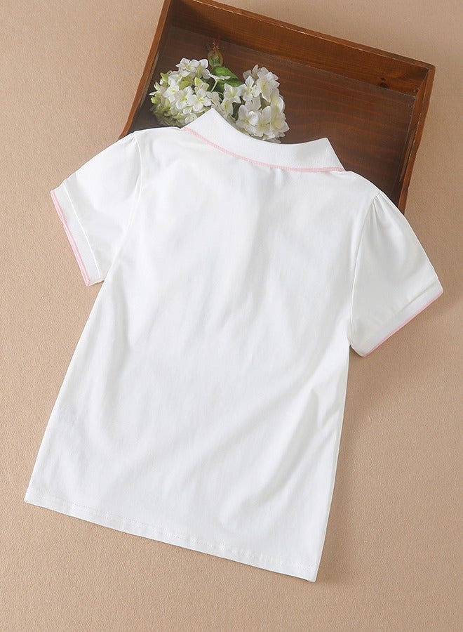 KUYEEBEAR Girls Preppy Style School Summer Polo T-Shirt  - Image 2