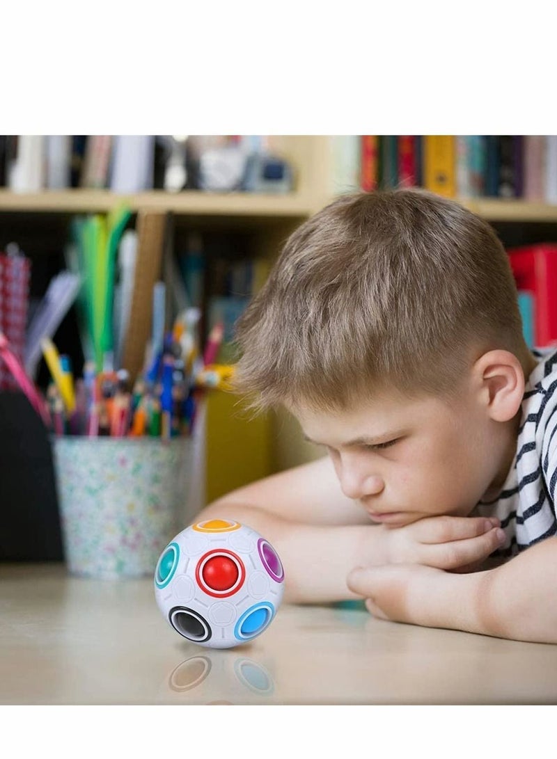 Y&D Rainbow Puzzle Balls Magic Ball Cube, Fidget Toys With Pouch Color Matching Stress Reliever Cube Brain Teaser Games Educational (1 Pieces, 12 Holes)  - Image 2