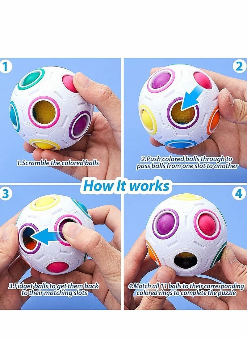 Y&D Rainbow Puzzle Balls Magic Ball Cube, Fidget Toys With Pouch Color Matching Stress Reliever Cube Brain Teaser Games Educational (1 Pieces, 12 Holes)  - Image 5