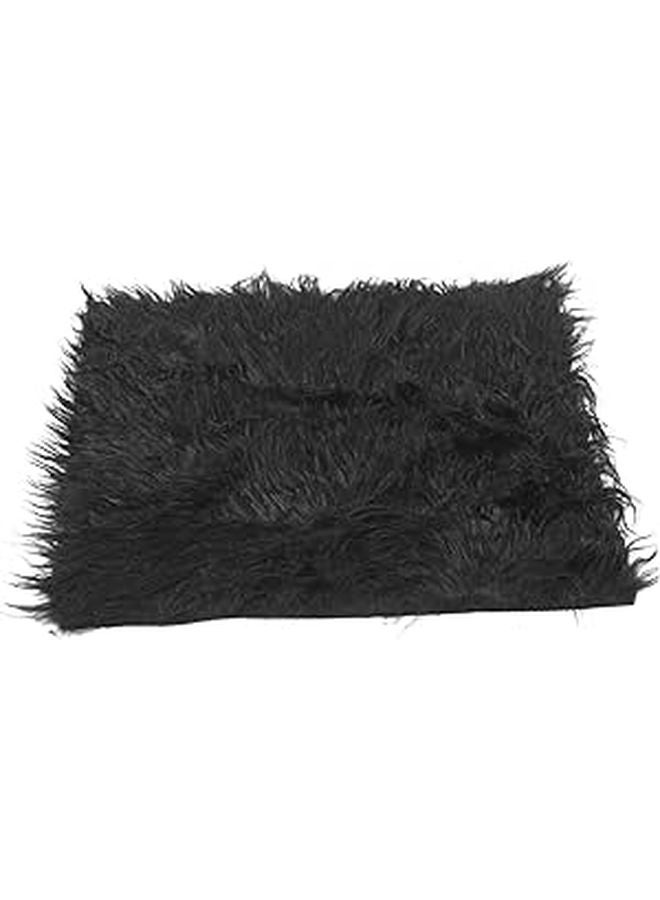 Black Faux Fur Photography Mat Soft Newborn Photo Prop Background Blanket - Image 1