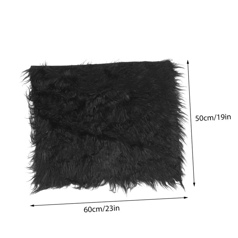 Black Faux Fur Photography Mat Soft Newborn Photo Prop Background Blanket - Image 3