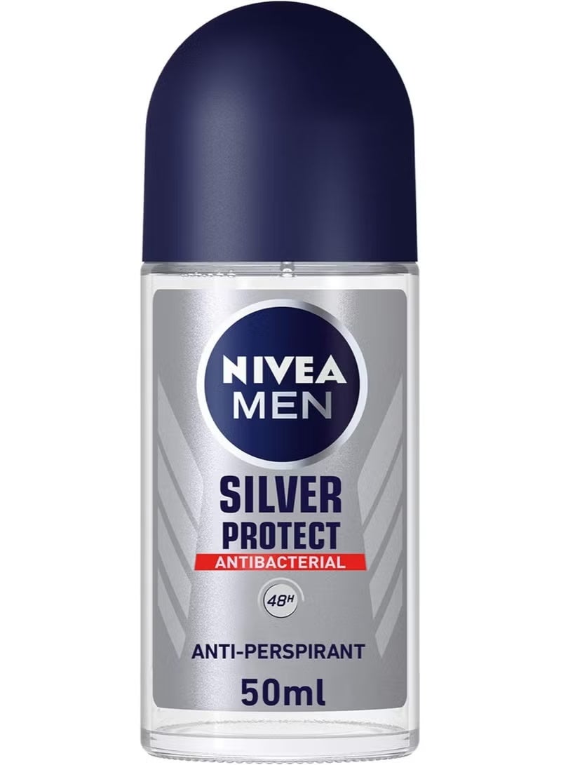 Nivea Deodorant Roll On For Men Silver Protect 50 ml - Image 1