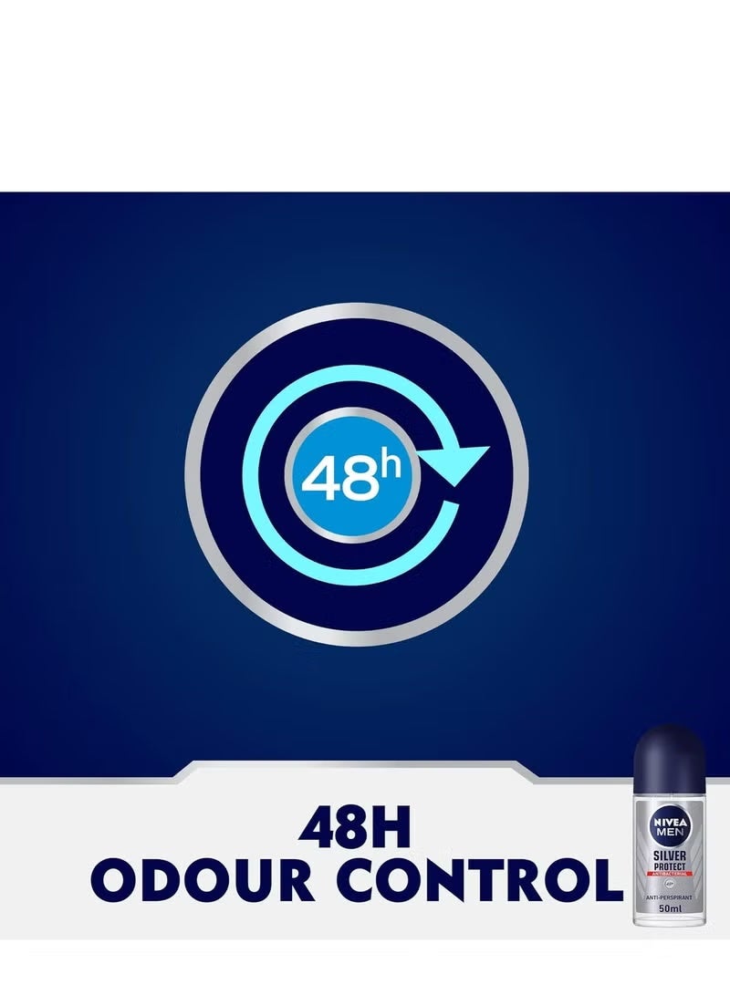 Nivea Deodorant Roll On For Men Silver Protect 50 ml - Image 2