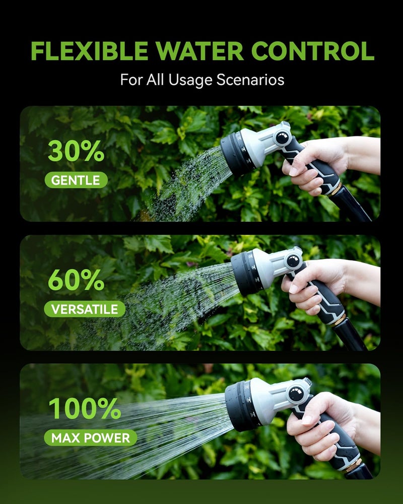 RAINPOINT Full-Metal Garden Hose Nozzle, Heavy Duty Water Hose Nozzle Sprayer With 10 Adjustable Patterns & High Flow,Thumb Control For Flow Adjustment, Ideal For Watering, Washing, Cleaning,Black - Image 4