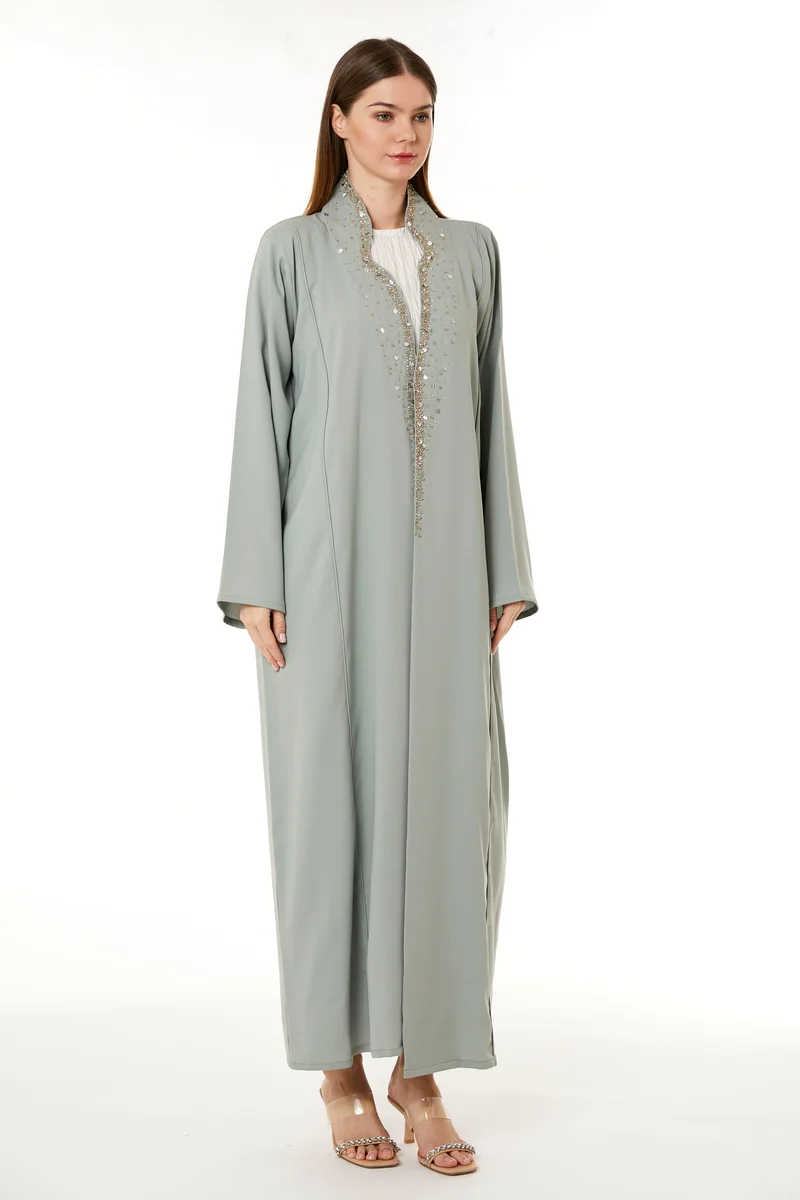 Moistreet  Embellished Flared Sleeve Abaya for Women | Best Price UAE