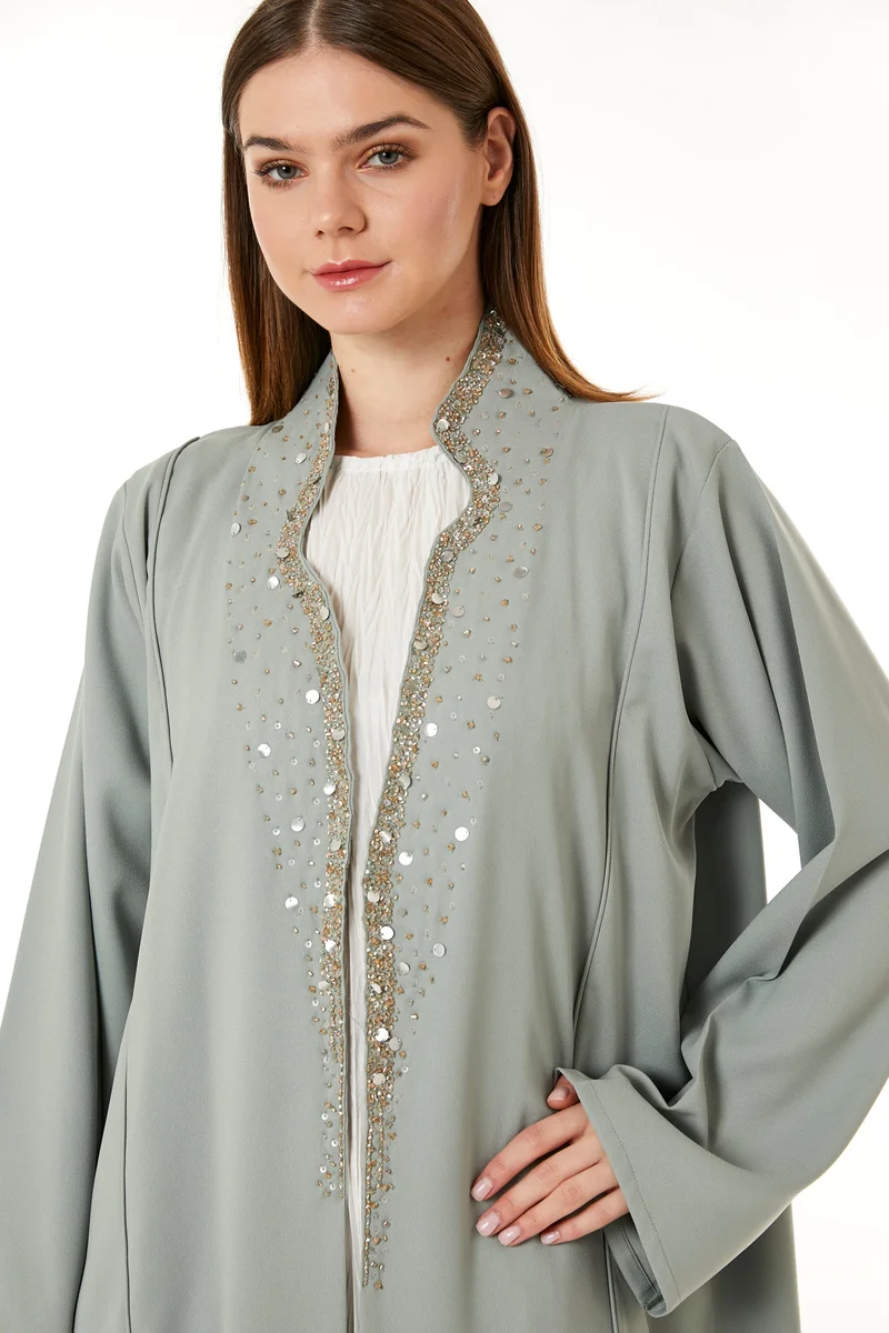 Moistreet  Embellished Flared Sleeve Abaya for Women | Best Price UAE