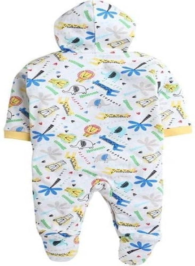 Mini Berry Front Open Full Sleeves Sleepsuit Hooded with Foot Easy Dressing and Diapering Romper Set of 2 (Yellow, 3 Months-6 Months) - Image 3