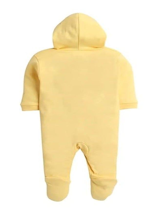 Mini Berry Front Open Full Sleeves Sleepsuit Hooded with Foot Easy Dressing and Diapering Romper Set of 2 (Yellow, 3 Months-6 Months) - Image 2