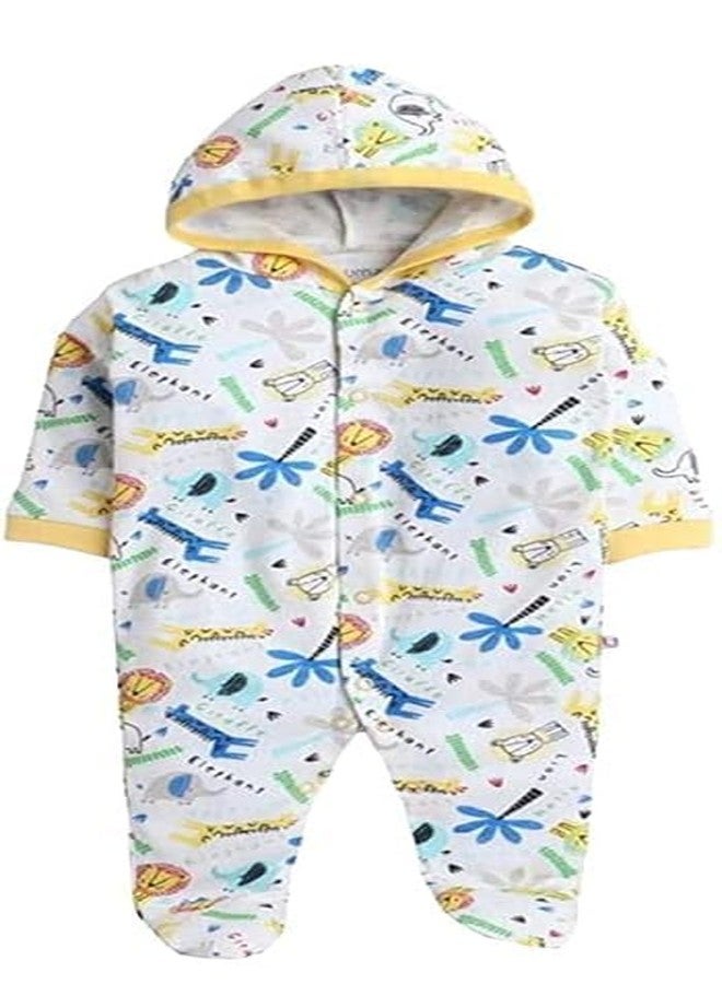 Mini Berry Front Open Full Sleeves Sleepsuit Hooded with Foot Easy Dressing and Diapering Romper Set of 2 (Yellow, 3 Months-6 Months) - Image 4