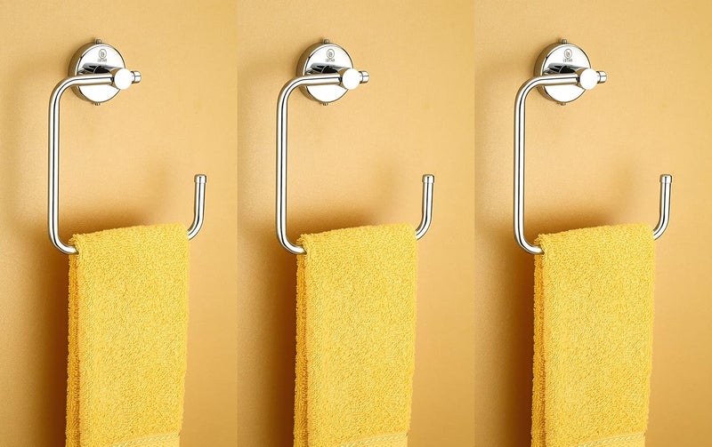 iSTAR Stainless Steel 304 Grade Chrome Finished Half Square Shape Towel Ring/Napkin Holder/Towel Hanger (Pack of 3) - Image 1