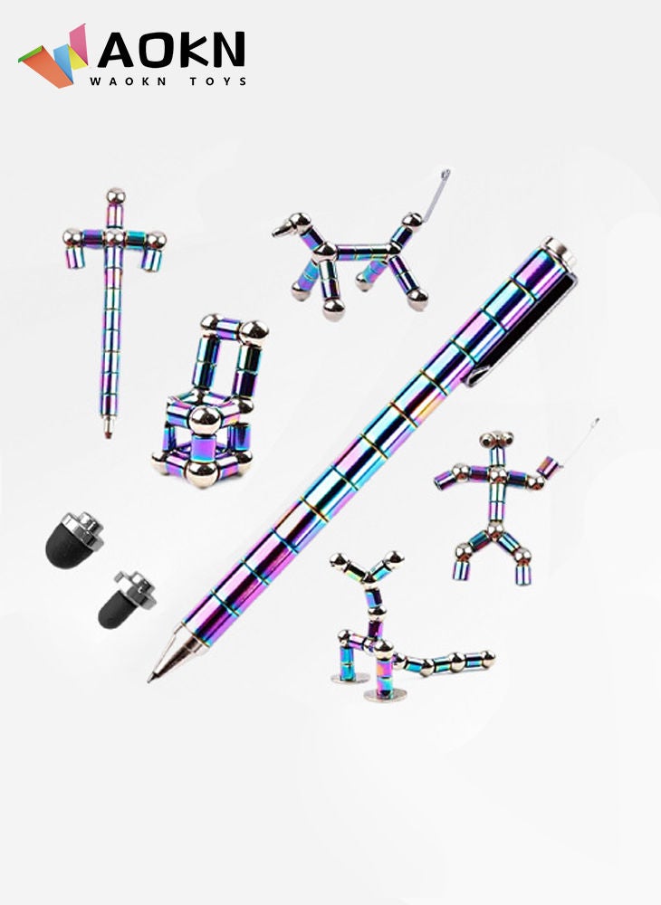 WAOKN Magnetic Pen,Decompression Magnet Metal Pen,Fidget Pen with Magnetic Rings Creative Toy Pen Can Write Intellectual Learning and Stress Reduction Gifts for Family or Friends - Image 2