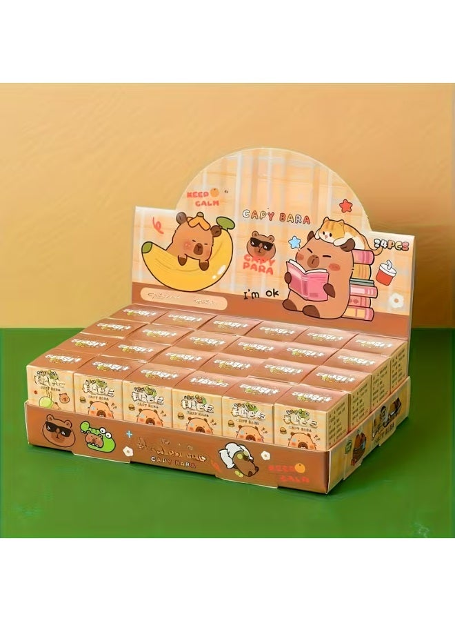 capybara 24pcs Capybara Prize Pack - Cute Capybara-Shaped Stickers & Collectible Tokens (24 Individually Wrapped) for Classroom Rewards, Party Favors, Backpack & Keychain Decorations - Capybara-Themed Party Gifts - Image 1