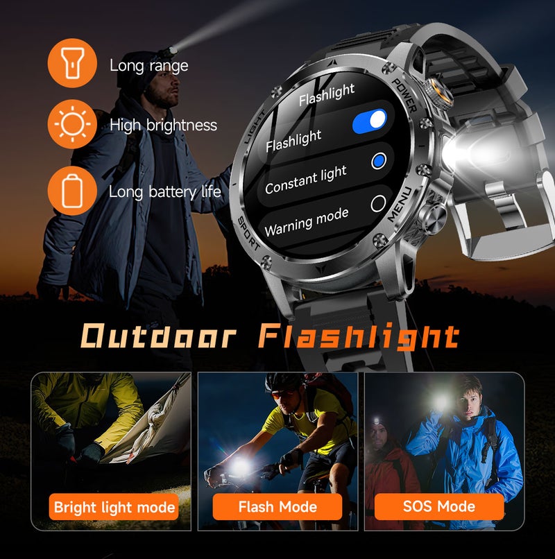 SACOSDING Military Smart Watches for Men (Answer/Make Calls), Smart Watch with 1000mAh Battery, Heart Rate/Sleep Monitor 100+ Sport Modes 1.7″ Fitness Watch for Android/iPhone - Image 4