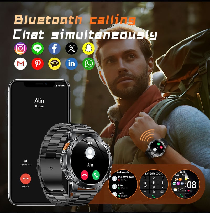 SACOSDING Military Smart Watches for Men (Answer/Make Calls), Smart Watch with 1000mAh Battery, Heart Rate/Sleep Monitor 100+ Sport Modes 1.7″ Fitness Watch for Android/iPhone - Image 3