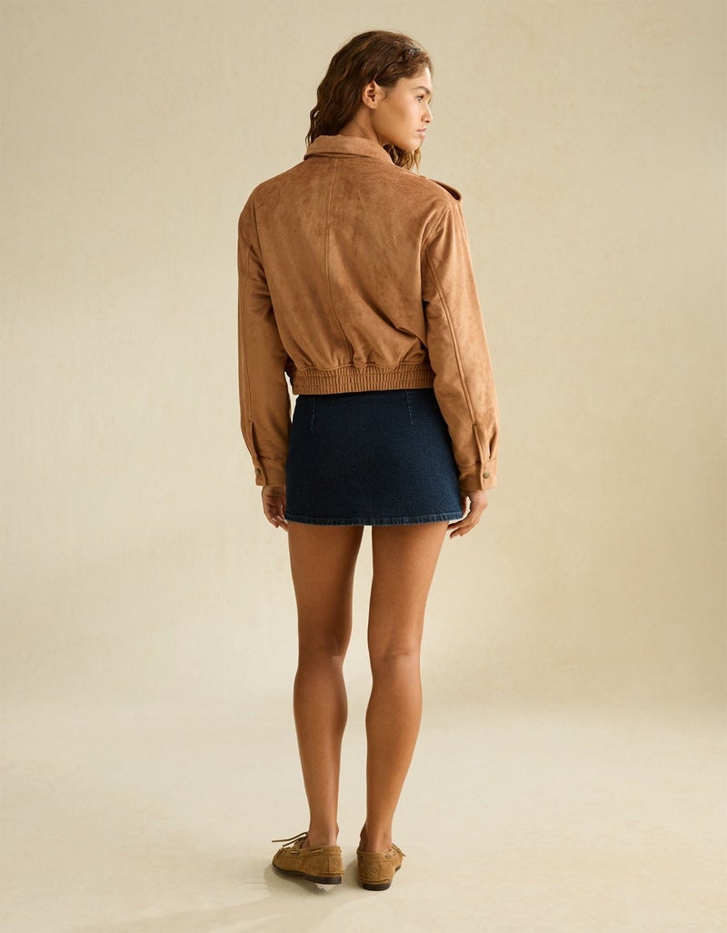 American Eagle AE Faux Suede Bomber Jacket - Image 2
