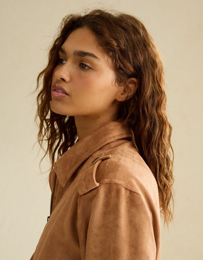 American Eagle AE Faux Suede Bomber Jacket - Image 5