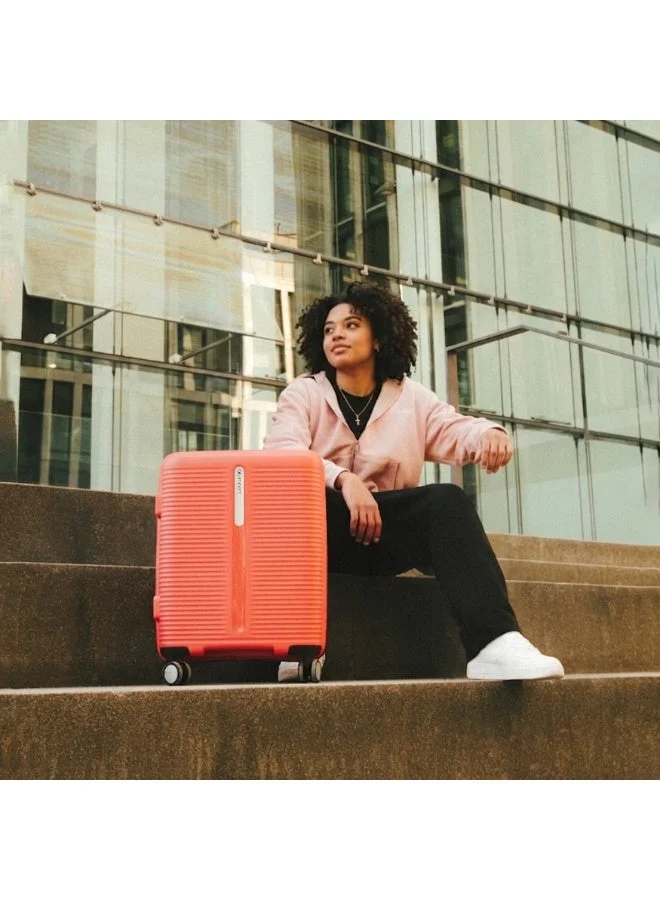 إيمينينت Hard Case Travel Bags Unisex PP Luggage Trolley Lightweight Expandable 4 Double Spinner Carryon Travel Suitcase with TSA Lock and Safe Zippers, B0013, Sugar Coral