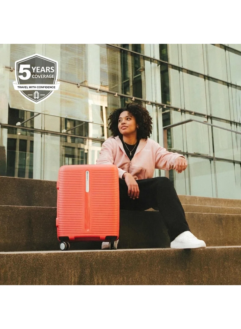 إيمينينت Hard Case Travel Bags Unisex PP Luggage Trolley Lightweight Expandable 4 Double Spinner Carryon Travel Suitcase with TSA Lock and Safe Zippers, B0013, Sugar Coral