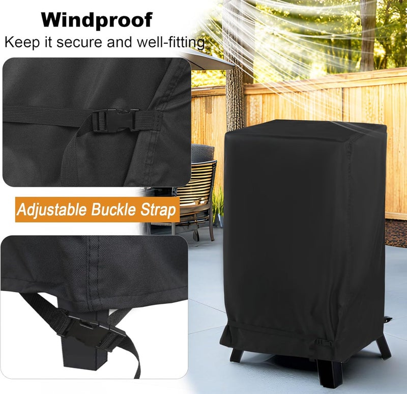 NettyPro غطاء للشواية لنوع Masterbuilt Cuisinart Dyna-Glo Charbroil الكهربائي بقطر 40 بوصة، مقاوم للماء ومقاوم للتلاشي ولأشعة الشمس، أبعاده 25 بوصة في العرض × 23 بوصة في العمق × 43 بوصة في الارتفاع، لونه بني. - Image 5