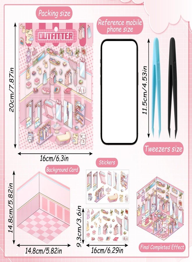 RoundFunny 10 Sets DIY 3D Sticker Scene, Sticker Scenes with House Stickers Suitable Storage Book for Adult Relief Stress Pass The Time, Make Your Own - Image 3