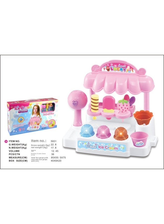 Children's Mini Candy Car Girl Play House Toy Light Music Ice Cream Ice Cream Table Kitchen Simulation Life-Color:6910A Girl Stroller - Image 3