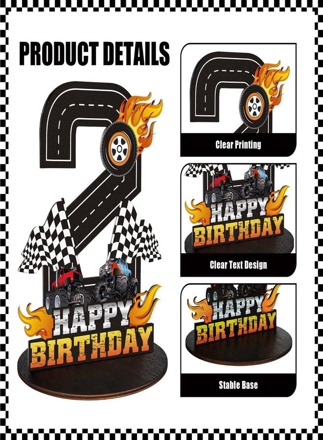 Lcoor Truck Birthday Number Sign Centerpiece, Truck Wooden Decoration Photo Props for Truck Birthday Decorations (2nd) - Image 3