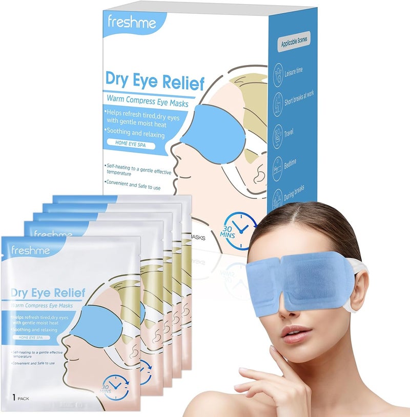 FRESHME Warm Compress Eye Mask  10 Packs Steam Eye Masks Disposable Self Heated for Dry Eyes Warming Compresses Sleeping Travel Essentials Self Heating Eye Masks for SPA Relieve Eye Fatigue Stress