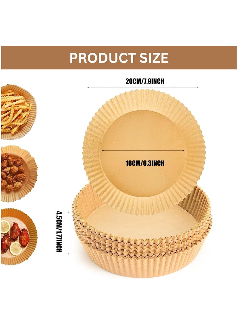 ECVV 100 Pieces Air Fryer Disposable Paper Liner, Round Non-stick Oil-proof Waterproof Parchment Liners With Silicone Lining, For Baking Frying Microwave Steam, 6.3 Inch | Brown - Image 2