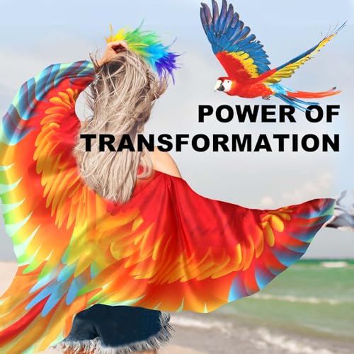 iROLEWIN Women Bird-Wings-Parrot-Costume for Adults Mardi Gras Feather Headband, Eagle Festival Cosplay as Birthday Gifts - Image 2