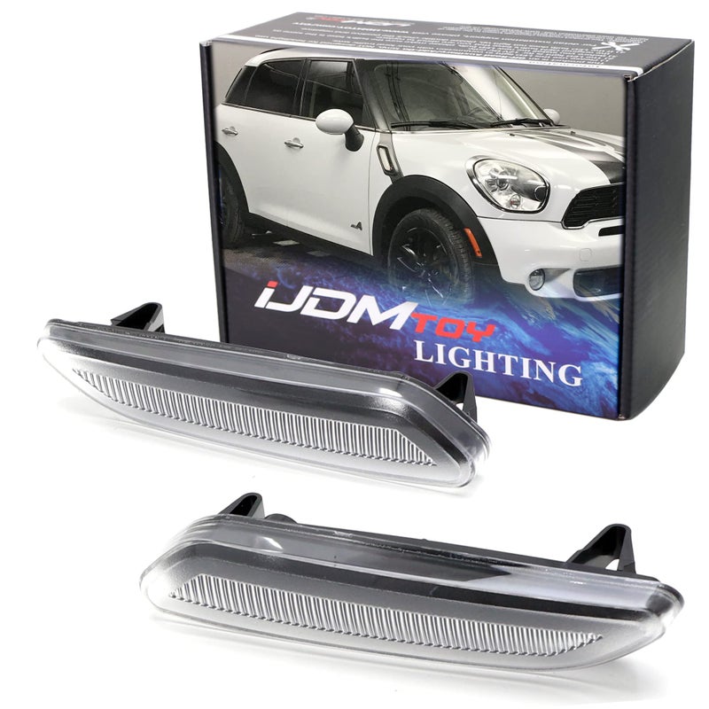 iJDMTOY Euro WhiteClear Lens Front Fender Side Marker Blinker Light Housing Replacements Compatible With 201116 MINI Cooper R60 Countryman 201316 R61 Paceman
