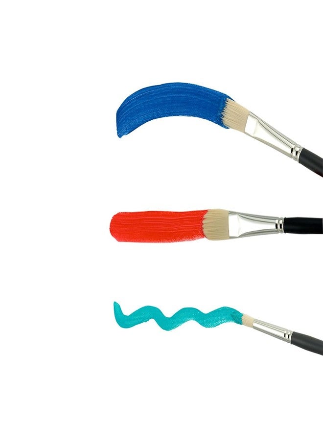 Creative Mark Pro-Stroke Powercryl Acrylic Paint Brushes - Explorer Value Set of 5 Assorted Shapes, Synthetic Brushes for Artists, Seamless Nickel-Plated Ferrules, Matte Black Handle, Soft-Touch Grip - Image 3