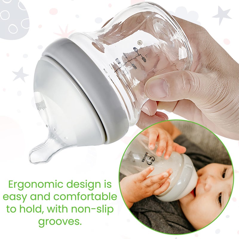 Haakaa Generation 3 Glass Baby Bottle 6 oz/160 ml, 1 PK (Grey) - Image 4