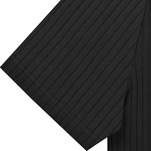 Gnvviwl Men's Muscle V Neck Polo Shirts Slim Fit Short Sleeve Cotton Golf T-Shirts Ribbed Knit Soft Tees Black - Image 4