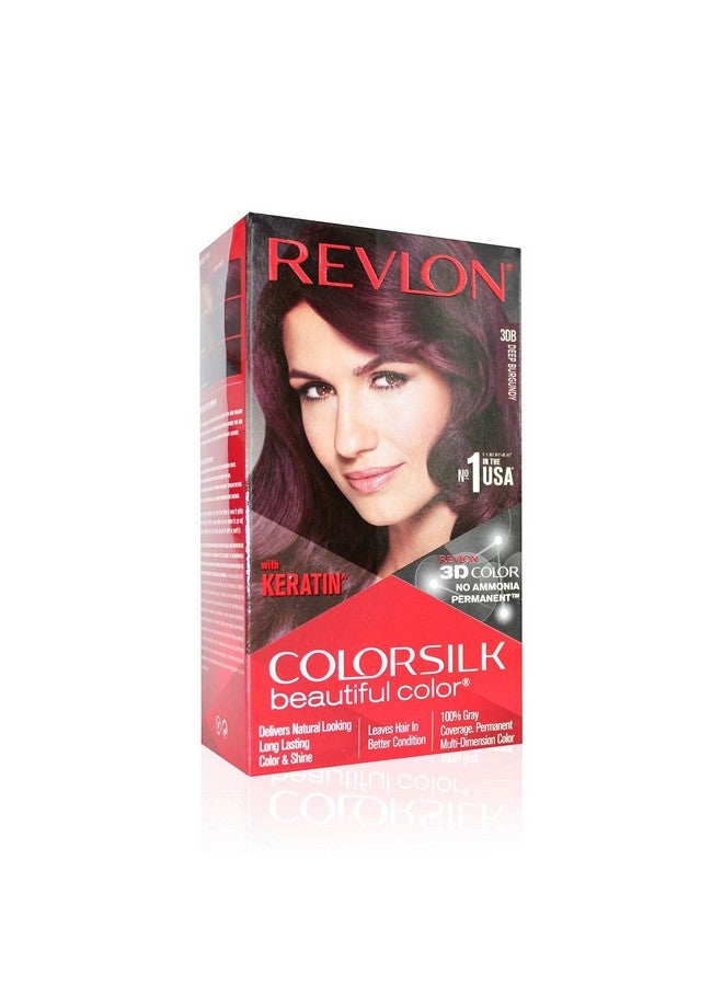 Revlon Colorsilk Beautiful Color, Permanent Hair Color With Keratin, 40Ml + 40Ml + 11.8Ml - Deep Burgundy 3Db (Pack Of 1) - Image 1
