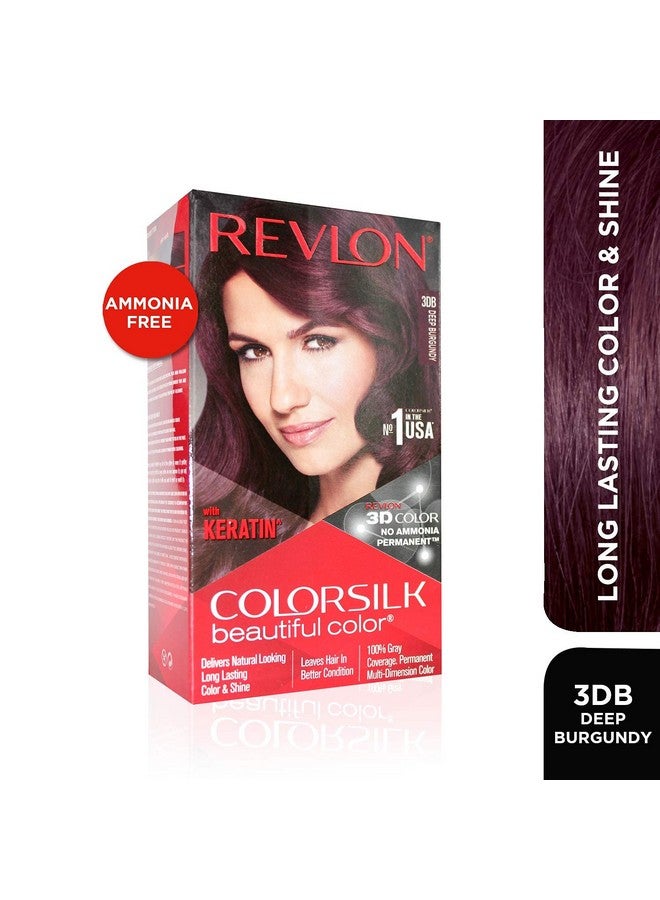 Revlon Colorsilk Beautiful Color, Permanent Hair Color With Keratin, 40Ml + 40Ml + 11.8Ml - Deep Burgundy 3Db (Pack Of 1) - Image 2